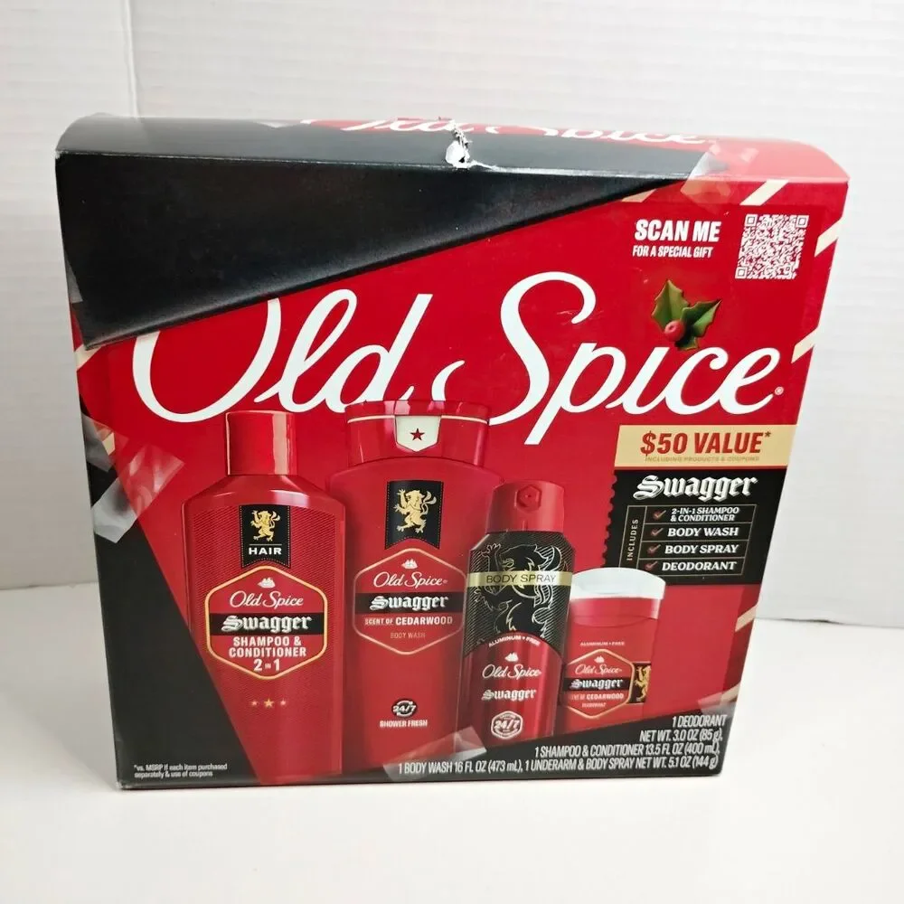 Old Spice Swagger Cedarwood Men's Gift Set 2-in-1 Wash/Spray/Deodorant 37.6 oz